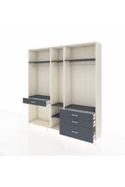 Hyperion Dolap 7 Raflı 4 Çekmeceli 3 Askılı 220x44x243 Aytaşı-Antrasit/Antrasit