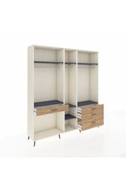 Hyperion Dolap 7 Raflı 4 Çekmeceli 3 Askılı 220x44x243 Aytaşı-Antrasit/Çam