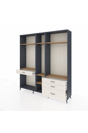 Hyperion Dolap 7 Raflı 4 Çekmeceli 3 Askılı 220x44x243 Antrasit-Çam/Aytaşı