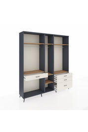 Hyperion Dolap 7 Raflı 4 Çekmeceli 3 Askılı 220x44x243 Antrasit-Çam/Aytaşı