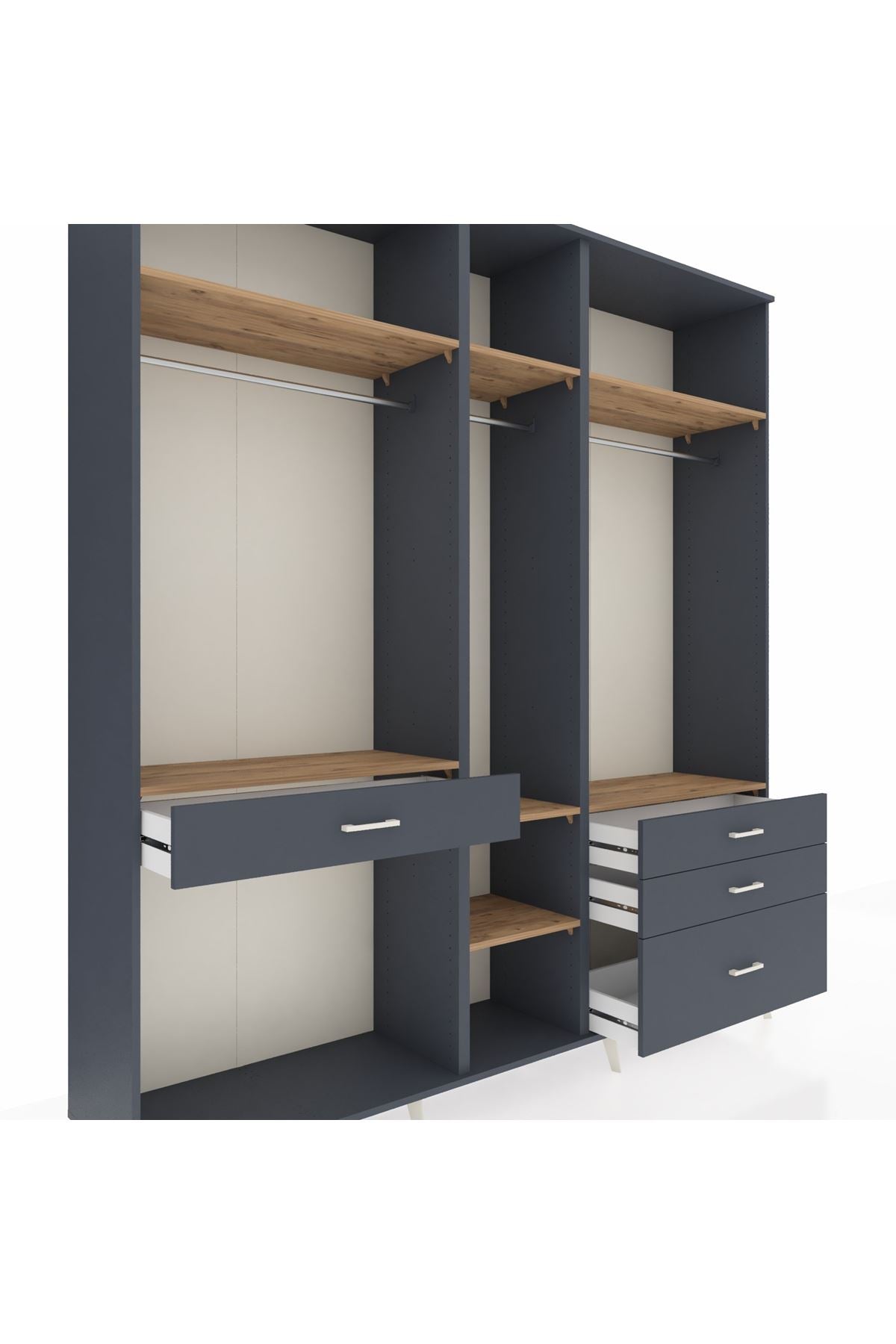 Hyperion Dolap 7 Raflı 4 Çekmeceli 3 Askılı 220x44x243 - S553M031V11B