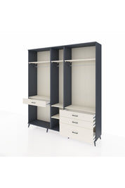 Hyperion Dolap 7 Raflı 4 Çekmeceli 3 Askılı 220x44x243 Antrasit-Aytaşı/Aytaşı