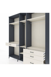 Hyperion Dolap 7 Raflı 4 Çekmeceli 3 Askılı 220x44x243 Antrasit-Aytaşı/Aytaşı