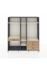 Hyperion Dolap 7 Raflı 4 Çekmeceli 3 Askılı 220x44x243 Antrasit-Aytaşı/Çam