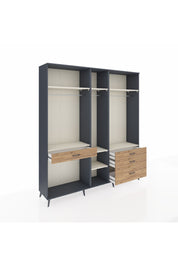 Hyperion Dolap 7 Raflı 4 Çekmeceli 3 Askılı 220x44x243 Antrasit-Aytaşı/Çam