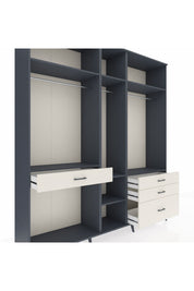 Hyperion Dolap 7 Raflı 4 Çekmeceli 3 Askılı 220x44x243 Antrasit-Antrasit/Aytaşı