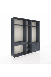 Hyperion Dolap 7 Raflı 4 Çekmeceli 3 Askılı 220x44x243 Antrasit-Antrasit/Antrasit