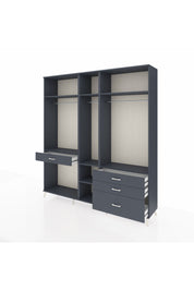 Hyperion Dolap 7 Raflı 4 Çekmeceli 3 Askılı 220x44x243 Antrasit-Antrasit/Antrasit