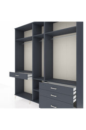 Hyperion Dolap 7 Raflı 4 Çekmeceli 3 Askılı 220x44x243 Antrasit-Antrasit/Antrasit