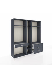 Hyperion Dolap 7 Raflı 4 Çekmeceli 3 Askılı 220x44x243 Antrasit-Antrasit/Antrasit