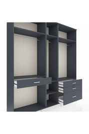 Hyperion Dolap 7 Raflı 4 Çekmeceli 3 Askılı 220x44x243 Antrasit-Antrasit/Antrasit