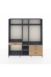 Hyperion Dolap 7 Raflı 4 Çekmeceli 3 Askılı 220x44x243 Antrasit-Antrasit/Çam