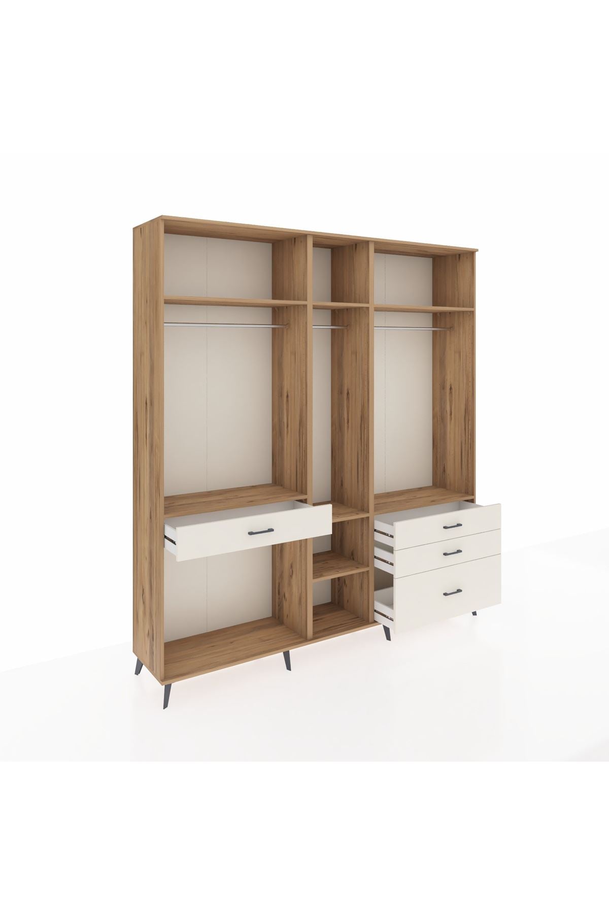 Hyperion Dolap 7 Raflı 4 Çekmeceli 3 Askılı 220x44x243 Çam-Çam/Aytaşı