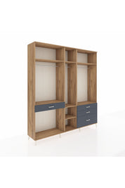 Hyperion Dolap 7 Raflı 4 Çekmeceli 3 Askılı 220x44x243 Çam-Çam/Antrasit