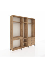 Hyperion Dolap 7 Raflı 4 Çekmeceli 3 Askılı 220x44x243 Çam-Çam/Çam