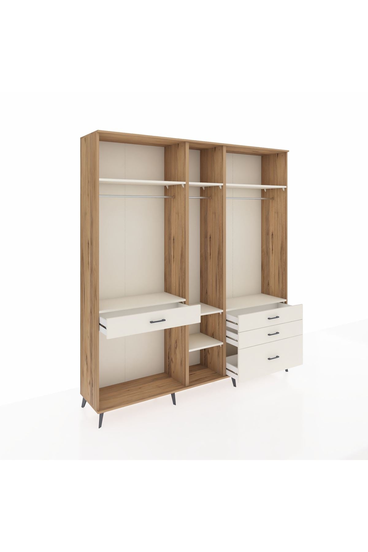 Hyperion Dolap 7 Raflı 4 Çekmeceli 3 Askılı 220x44x243 Çam-Aytaşı/Aytaşı