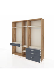 Hyperion Dolap 7 Raflı 4 Çekmeceli 3 Askılı 220x44x243 Çam-Aytaşı/Antrasit