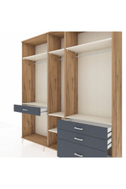 Hyperion Dolap 7 Raflı 4 Çekmeceli 3 Askılı 220x44x243 Çam-Aytaşı/Antrasit
