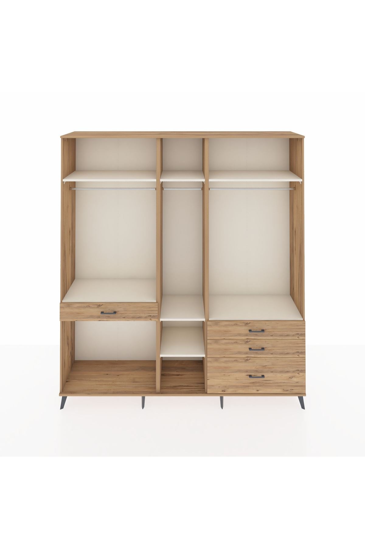 Hyperion Dolap 7 Raflı 4 Çekmeceli 3 Askılı 220x44x243 Çam-Aytaşı/Çam