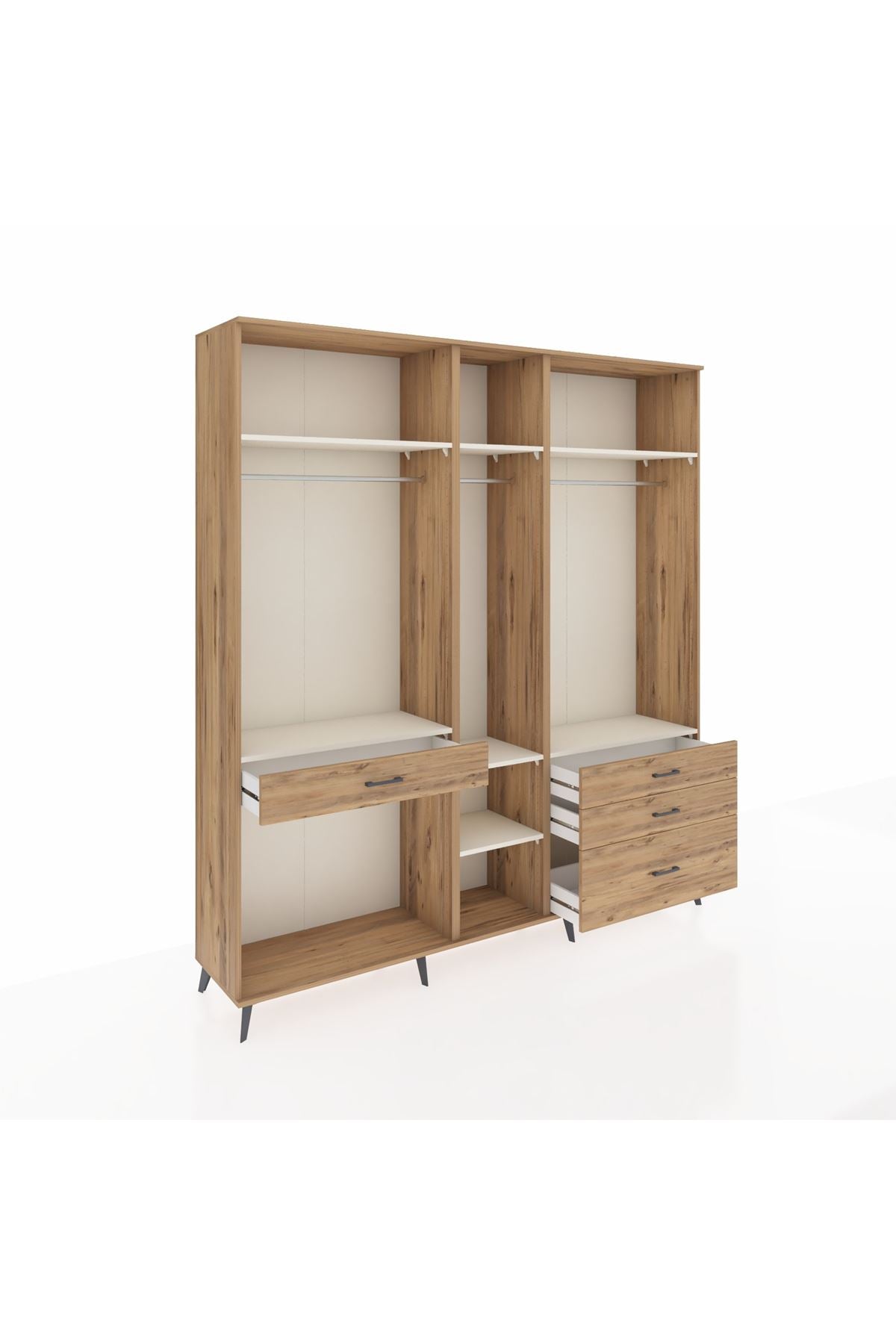 Hyperion Dolap 7 Raflı 4 Çekmeceli 3 Askılı 220x44x243 Çam-Aytaşı/Çam