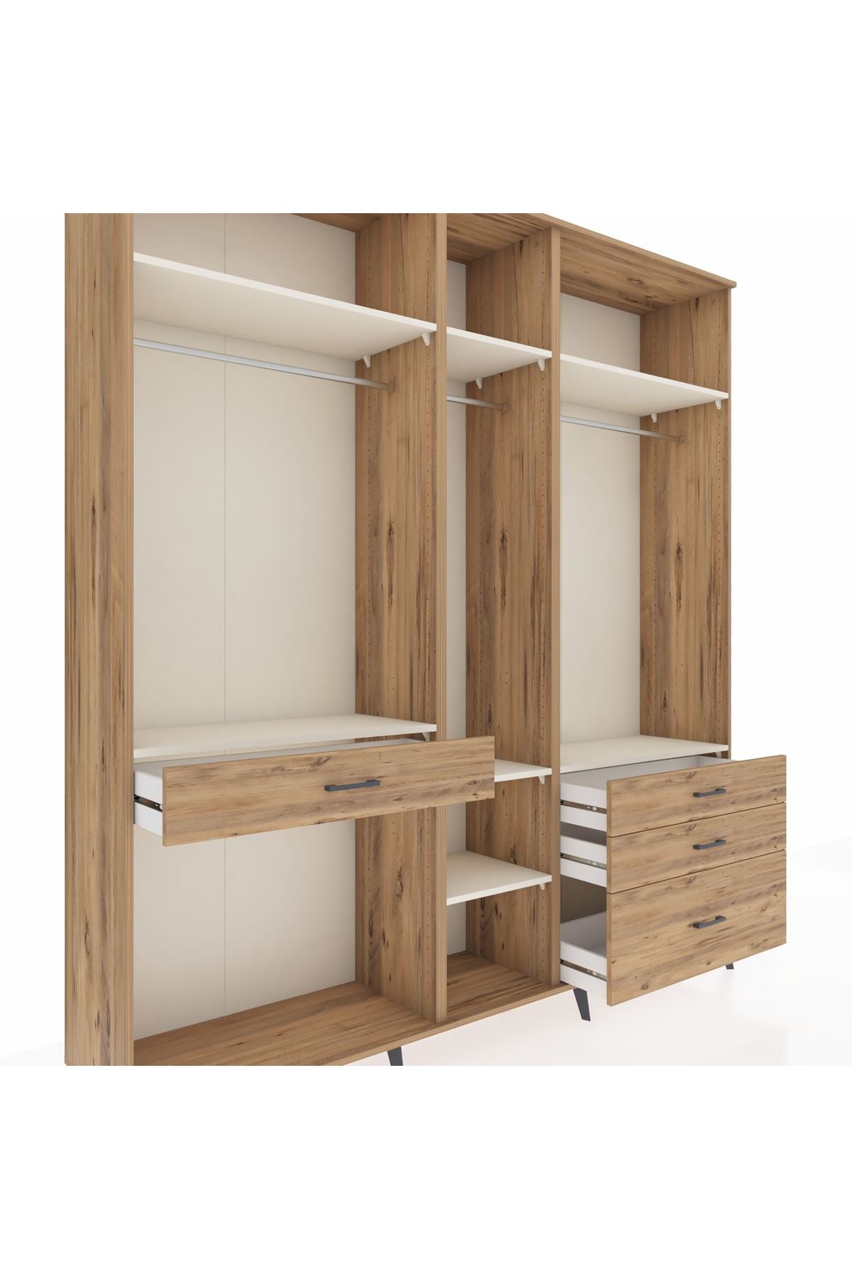 Hyperion Dolap 7 Raflı 4 Çekmeceli 3 Askılı 220x44x243 Çam-Aytaşı/Çam