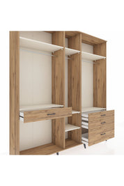 Hyperion Dolap 7 Raflı 4 Çekmeceli 3 Askılı 220x44x243 Çam-Aytaşı/Çam