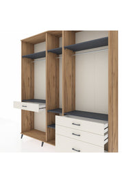 Hyperion Dolap 7 Raflı 4 Çekmeceli 3 Askılı 220x44x243 Çam-Antrasit/Aytaşı