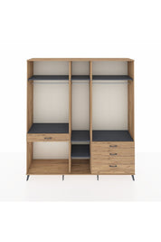 Hyperion Dolap 7 Raflı 4 Çekmeceli 3 Askılı 220x44x243 Çam-Antrasit/Çam