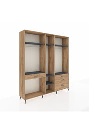 Hyperion Dolap 7 Raflı 4 Çekmeceli 3 Askılı 220x44x243 Çam-Antrasit/Çam