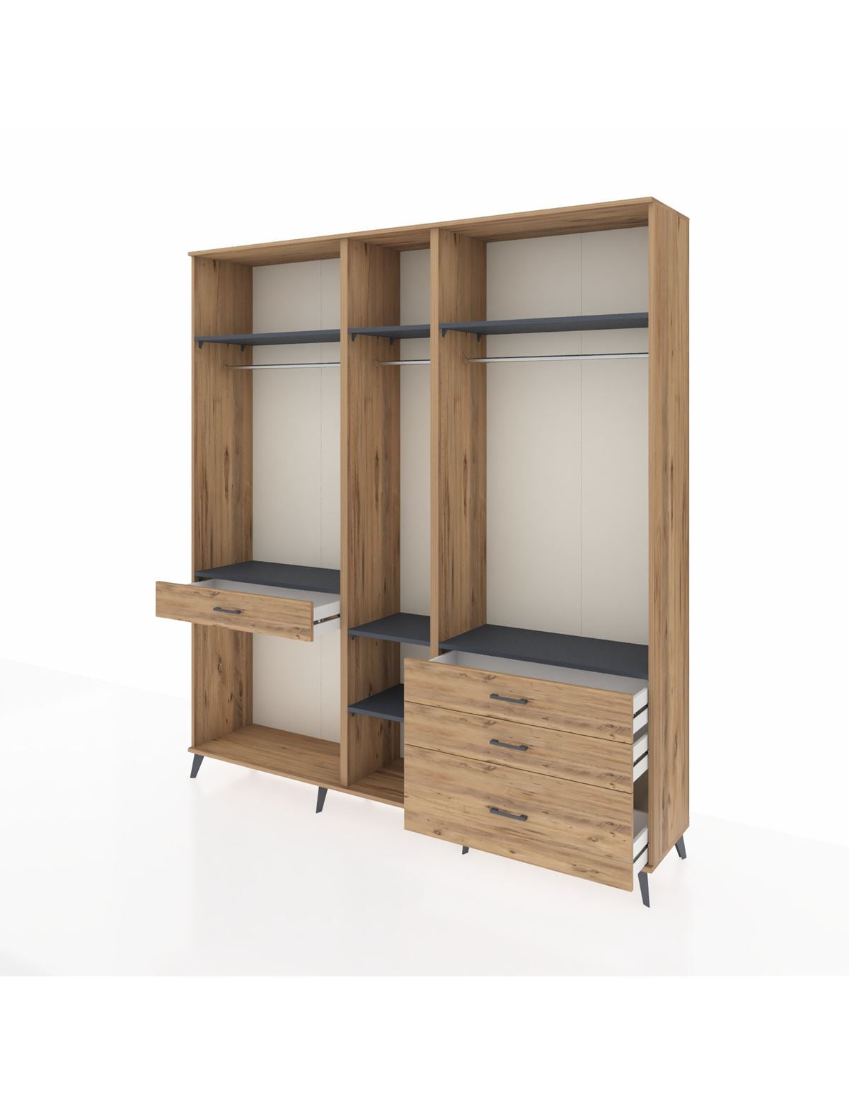 Hyperion Dolap 7 Raflı 4 Çekmeceli 3 Askılı 220x44x243 - S553M031V27B