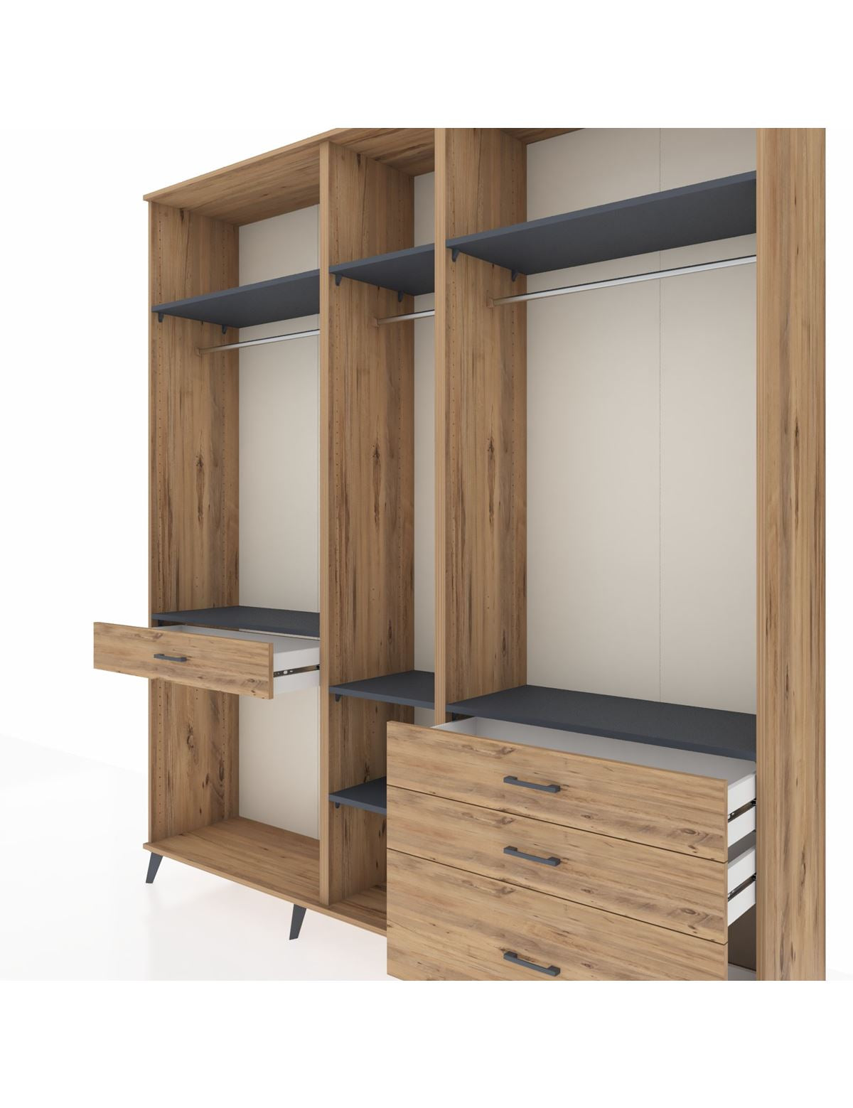 Hyperion Dolap 7 Raflı 4 Çekmeceli 3 Askılı 220x44x243 - S553M031V27B