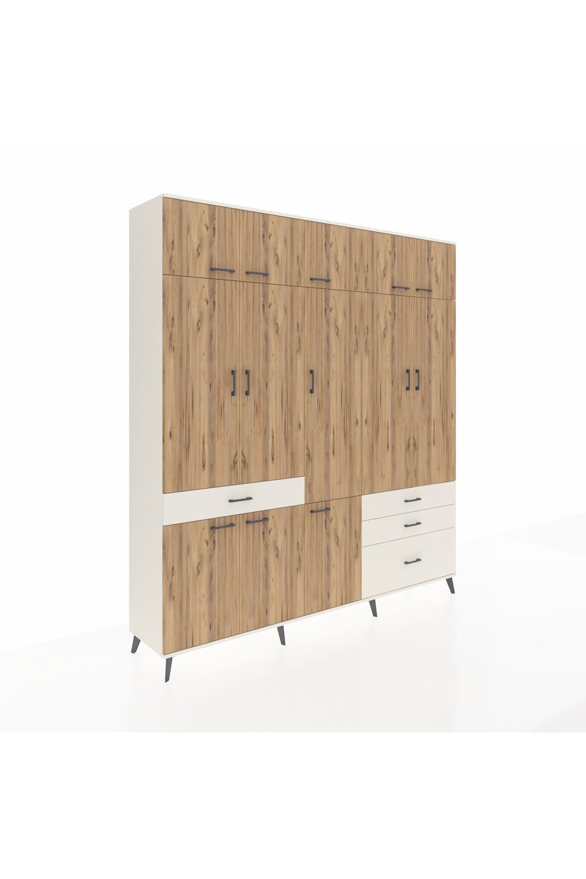 Hyperion Dolap 8 Raflı 4 Çekmeceli 3 Askılı 220x44x243 Aytaşı-Çam/Aytaşı