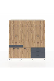 Hyperion Dolap 8 Raflı 4 Çekmeceli 3 Askılı 220x44x243 Aytaşı-Çam/Antrasit