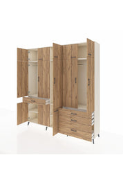 Hyperion Dolap 8 Raflı 4 Çekmeceli 3 Askılı 220x44x243 Aytaşı-Çam/Çam