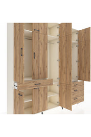 Hyperion Dolap 8 Raflı 4 Çekmeceli 3 Askılı 220x44x243 Aytaşı-Çam/Çam