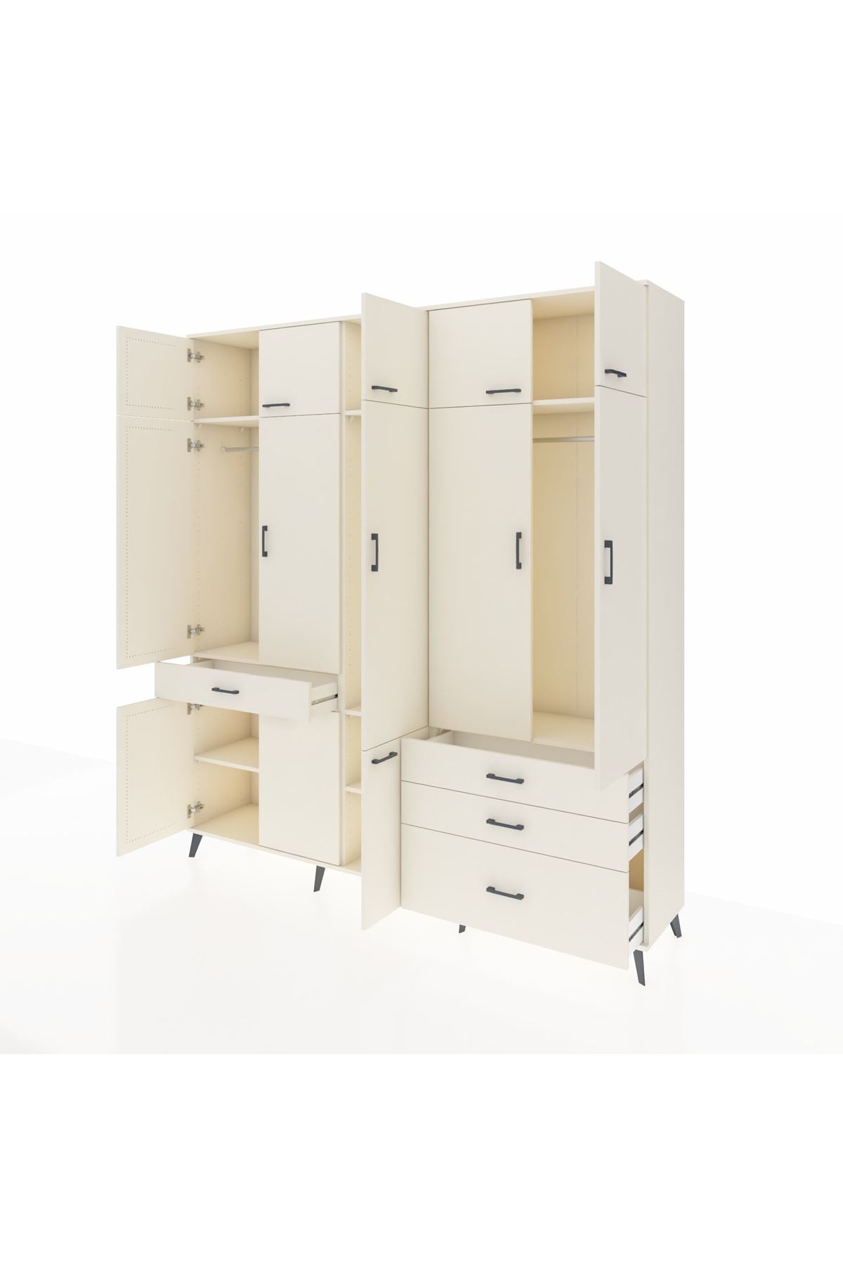 Hyperion Dolap 8 Raflı 4 Çekmeceli 3 Askılı 220x44x243 Aytaşı-Aytaşı/Aytaşı