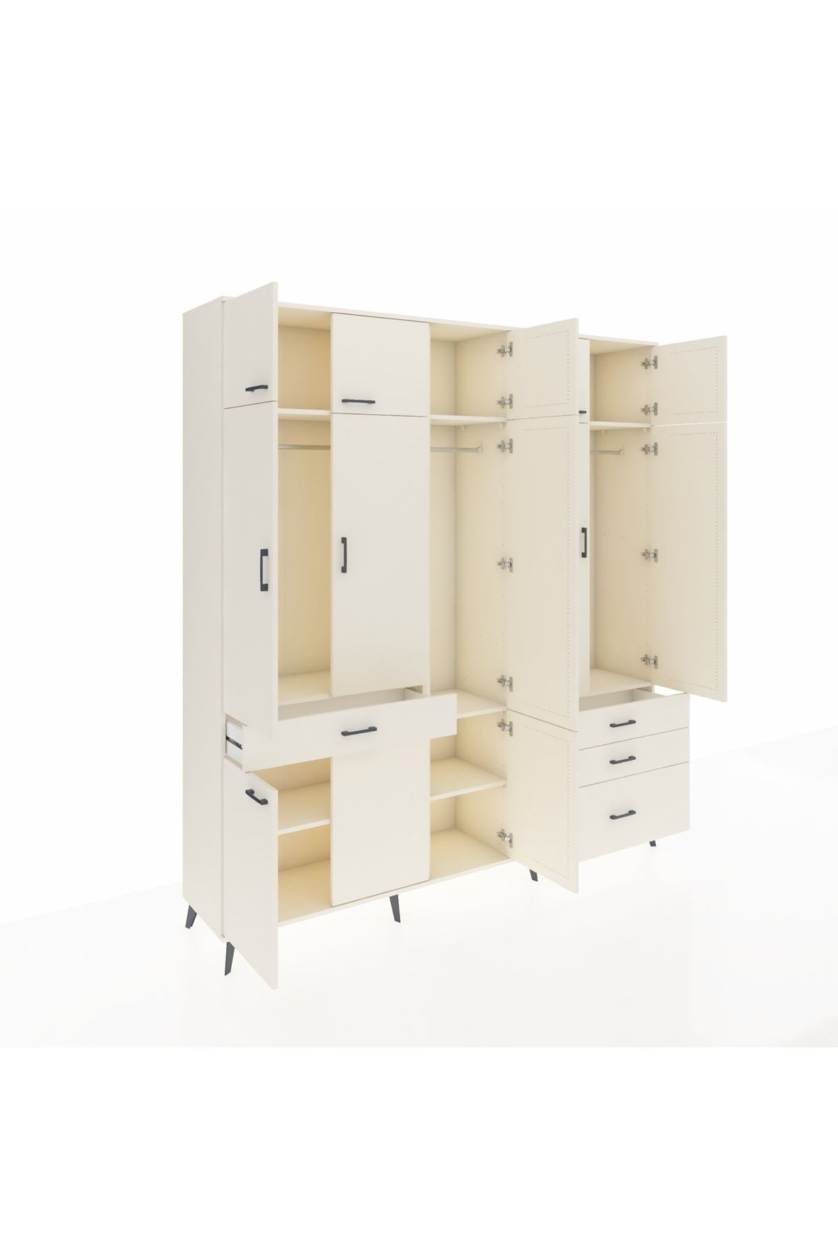 Hyperion Dolap 8 Raflı 4 Çekmeceli 3 Askılı 220x44x243 Aytaşı-Aytaşı/Aytaşı