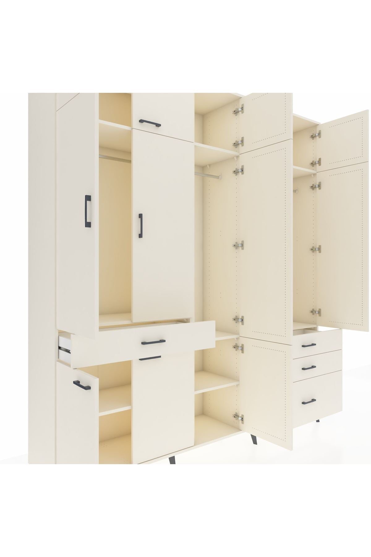 Hyperion Dolap 8 Raflı 4 Çekmeceli 3 Askılı 220x44x243 Aytaşı-Aytaşı/Aytaşı