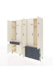 Hyperion Dolap 8 Raflı 4 Çekmeceli 3 Askılı 220x44x243 Aytaşı-Aytaşı/Antrasit