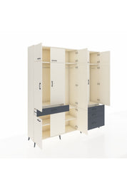 Hyperion Dolap 8 Raflı 4 Çekmeceli 3 Askılı 220x44x243 Aytaşı-Aytaşı/Antrasit