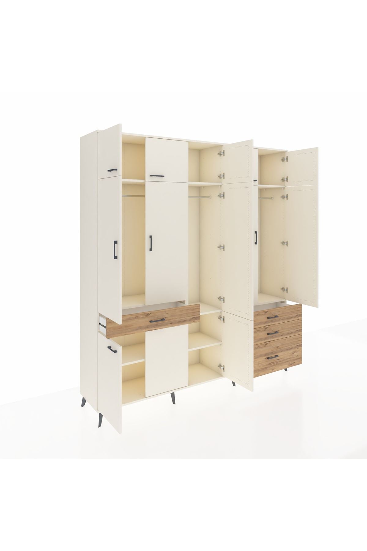 Hyperion Dolap 8 Raflı 4 Çekmeceli 3 Askılı 220x44x243 Aytaşı-Aytaşı/Çam