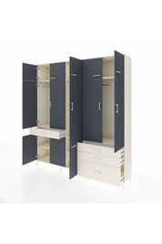 Hyperion Dolap 8 Raflı 4 Çekmeceli 3 Askılı 220x44x243 Aytaşı-Antrasit/Aytaşı