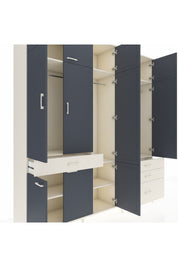 Hyperion Dolap 8 Raflı 4 Çekmeceli 3 Askılı 220x44x243 Aytaşı-Antrasit/Aytaşı