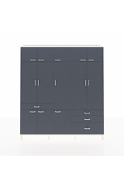 Hyperion Dolap 8 Raflı 4 Çekmeceli 3 Askılı 220x44x243 Aytaşı-Antrasit/Antrasit