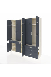 Hyperion Dolap 8 Raflı 4 Çekmeceli 3 Askılı 220x44x243 Aytaşı-Antrasit/Antrasit