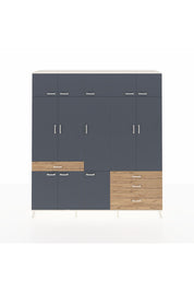 Hyperion Dolap 8 Raflı 4 Çekmeceli 3 Askılı 220x44x243 Aytaşı-Antrasit/Çam