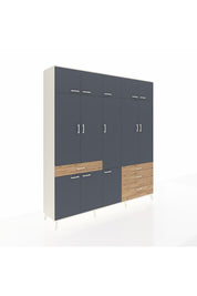 Hyperion Dolap 8 Raflı 4 Çekmeceli 3 Askılı 220x44x243 Aytaşı-Antrasit/Çam