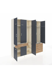 Hyperion Dolap 8 Raflı 4 Çekmeceli 3 Askılı 220x44x243 Aytaşı-Antrasit/Çam