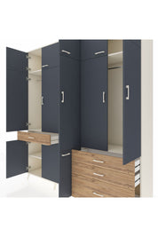 Hyperion Dolap 8 Raflı 4 Çekmeceli 3 Askılı 220x44x243 Aytaşı-Antrasit/Çam