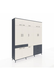 Hyperion Dolap 8 Raflı 4 Çekmeceli 3 Askılı 220x44x243 Antrasit-Aytaşı/Antrasit